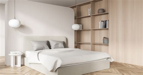 Modern magasított ágy minimalista hálószobában