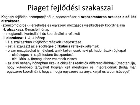 A fejlődés különböző szakaszai