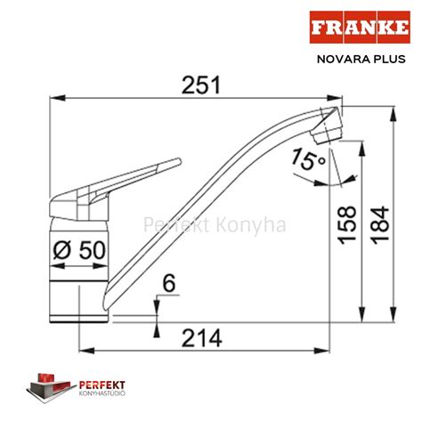 Franke Novara Plus csaptelep méretezett rajza