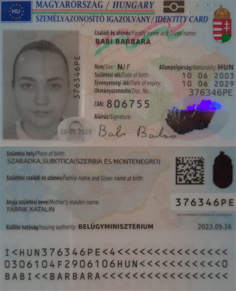 Magyar igazolvány mintája