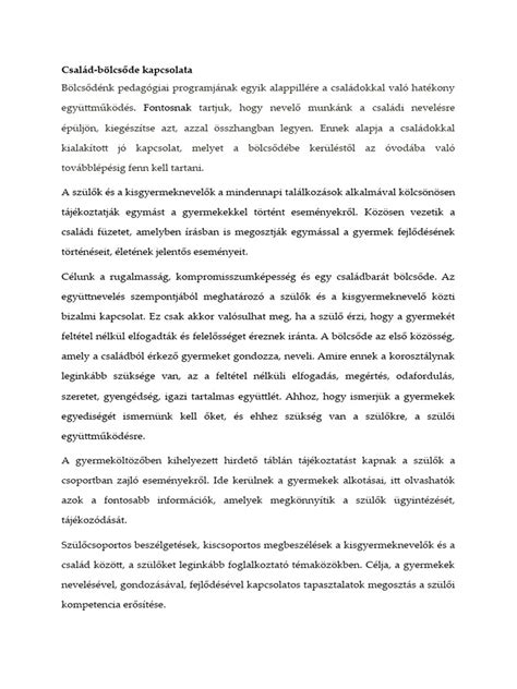Család és bölcsőde közötti együttműködés