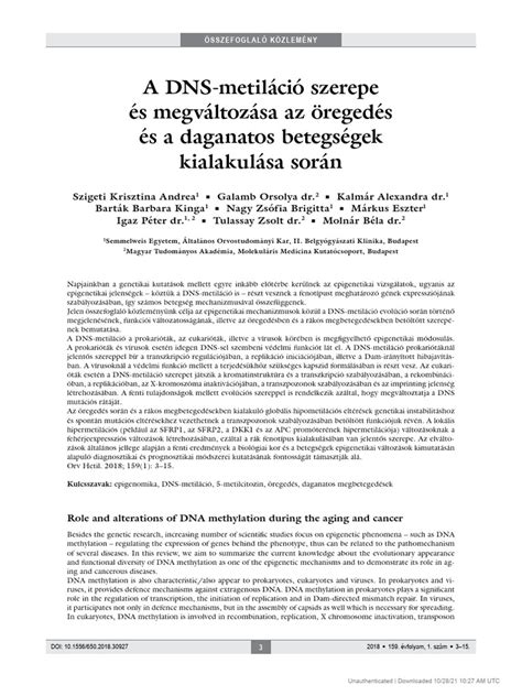Az epigenetikai mechanizmusok, mint a DNS-metiláció működése