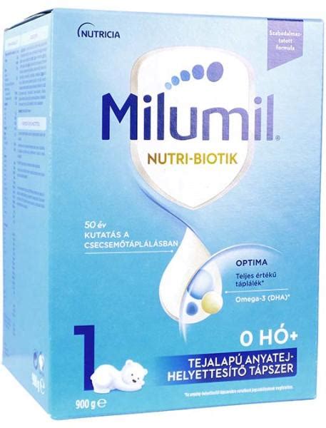 Milumil 1 Optima tápszer doboza, összetevők kiemelve