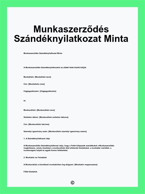 Munkáltatói szándéknyilatkozat minta