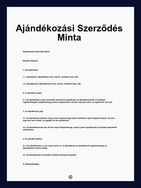 Az ajándékozási szerződés fő elemei infografika