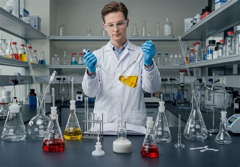 különböző típusú laboratóriumi lombikok és üvegedények