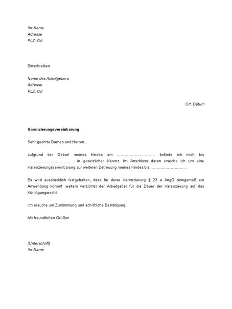 Karenzvereinbarung minta