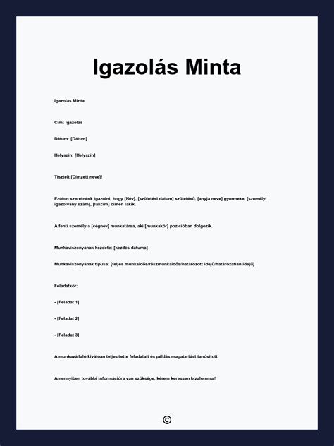 Munkaköri igazolás minta