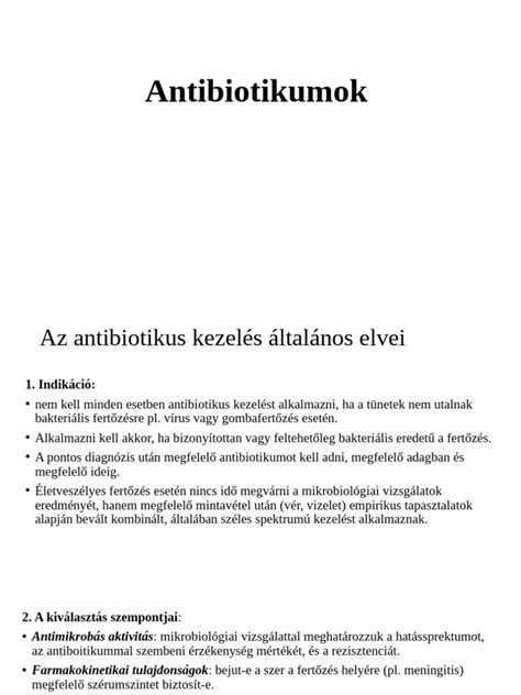 Antibiotikumok csoportjai