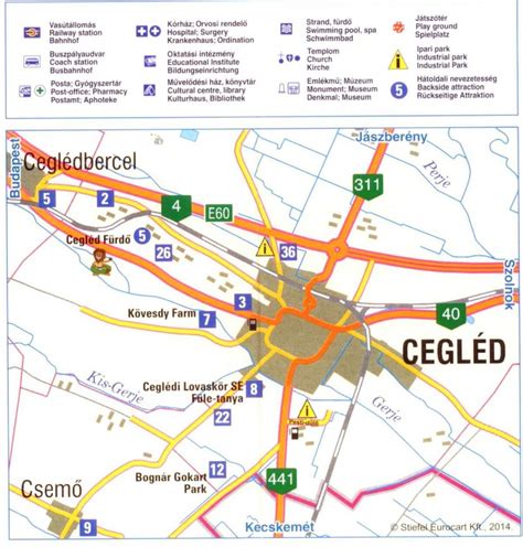 Cegléd térképe a gyermekintézmények elhelyezkedésével