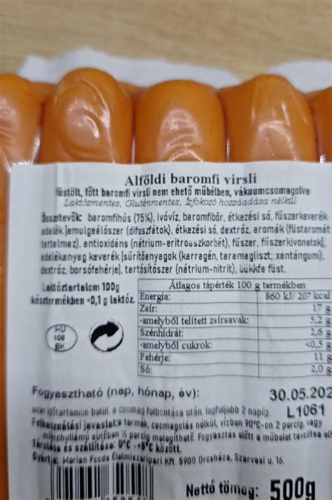 Virsli összetevői és tápanyagtartalma
