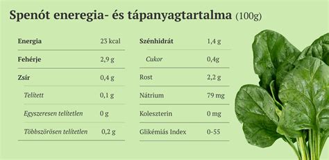 Spenótlevél tápanyagtartalma