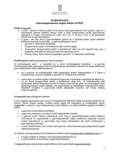 GYES (Gyermekgondozást segítő ellátás) táblázat
