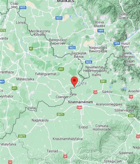 Térkép Fehérgyarmat központjáról, kiemelve a Kossuth teret