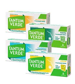 Tantum Verde termékek, mint spray, szopogató tabletta és szájvíz