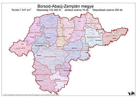 A Borsod-Abaúj-Zemplén Vármegye térképe