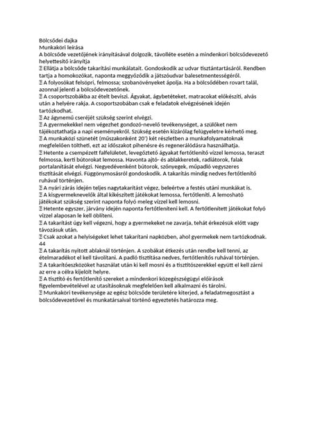 Infografika a bölcsődei dajka feladatairól
