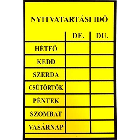 Látogatási idő tábla