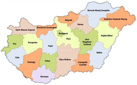 Magyarország térképe Szabolcs-Szatmár-Bereg és Hajdú-Bihar megyékkel