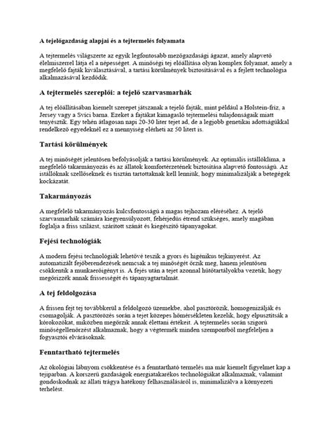 A tejtermelés folyamata sematikusan