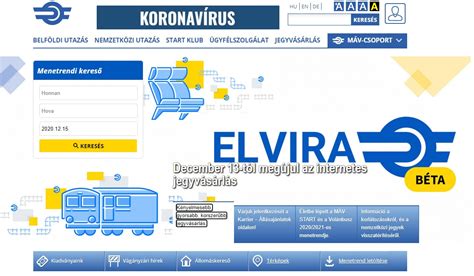 MÁV Elvira online jegyvásárlási felület