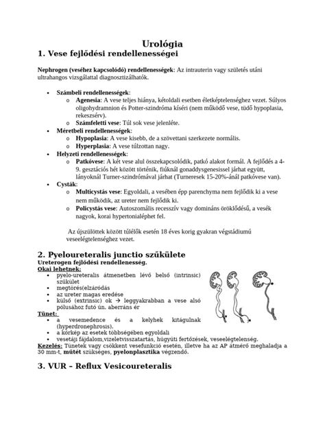 Vese fejlődési rendellenességek diagramja