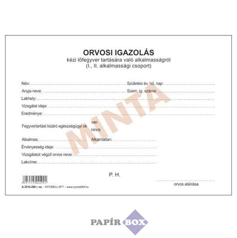 Orvosi igazolás minta, kitöltve, 91. napos terhességi igazolással