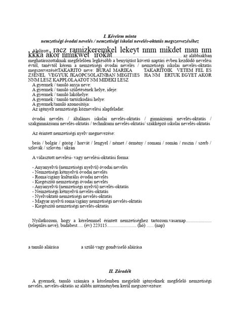 Kérelem kitöltési útmutatója