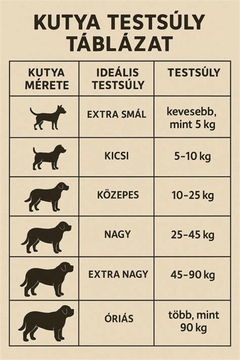 Kutya etetésére vonatkozó adagolási útmutató táblázat