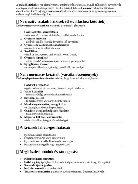 Családi élethelyzetek, mint stresszfaktorok