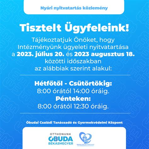 Nyári óvodai nyitvatartás