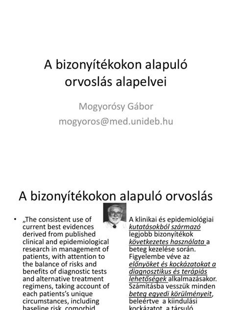 Bizonyítékokon alapuló orvoslás sematikája