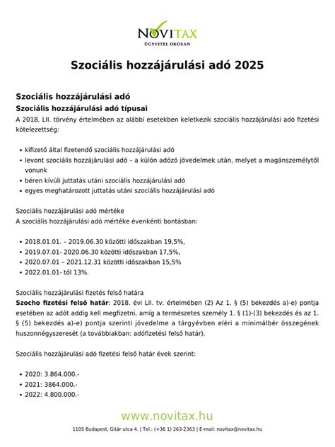A szociális hozzájárulási adó mértékének alakulása