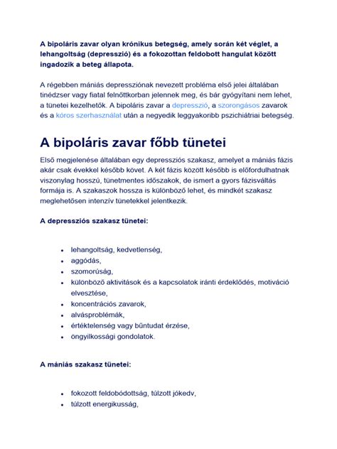 A bipoláris zavar kezelési lehetőségei