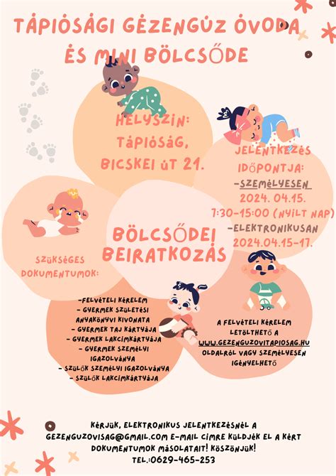 A bölcsődei felvételhez szükséges dokumentumok listája