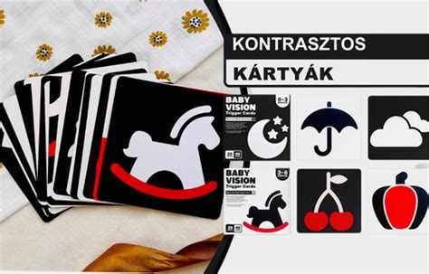Fekete-fehér-piros kontrasztos kártyák csecsemőknek