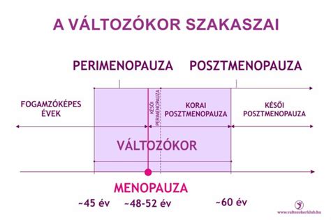 A változókor szakaszai