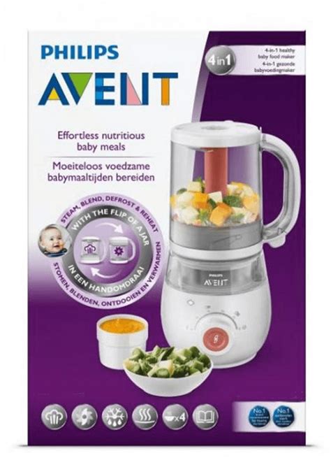 Infografika a Philips Avent 4 az 1-ben bébiétel-készítő funkcióiról