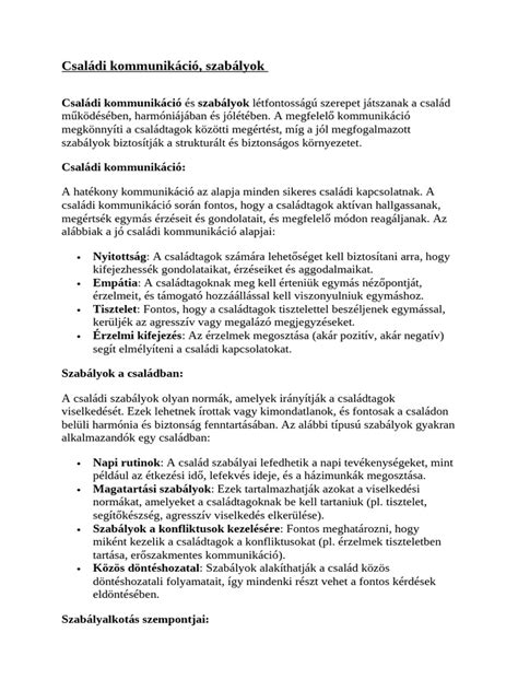 Családi kommunikáció és szabályok
