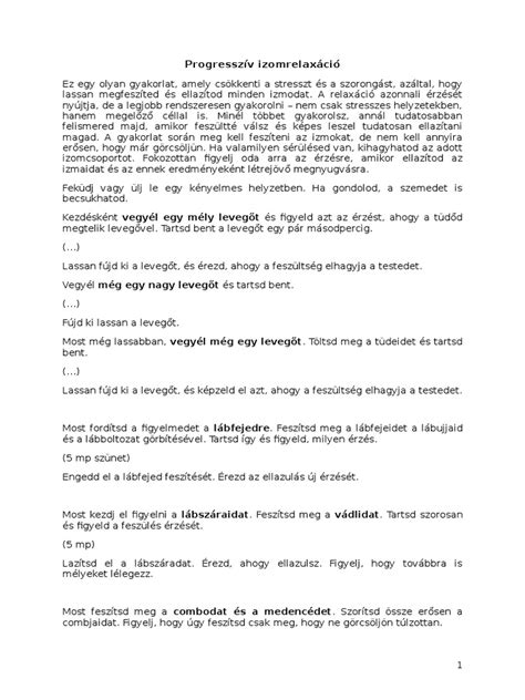 A progresszív izomrelaxáció lépései