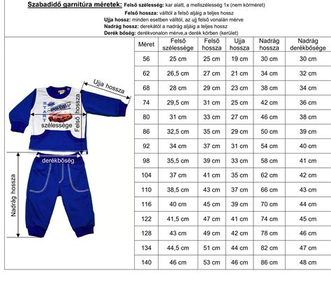 Babaruha mérettáblázat