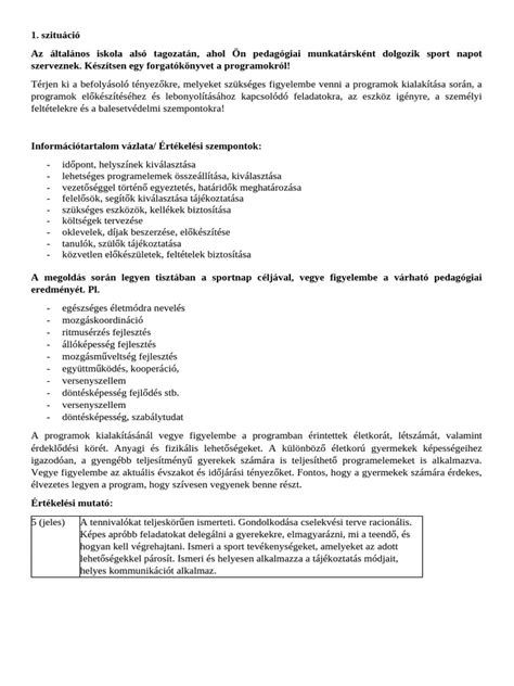 Gyakorlati vizsga szituáció