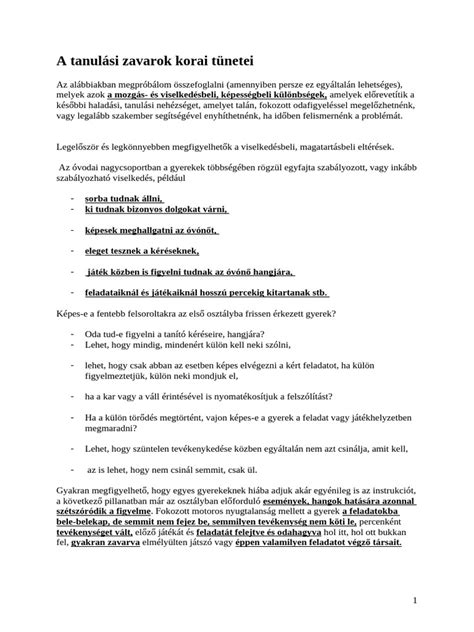 A tanulási zavarok viselkedésbeli jeleit összefoglaló diagram