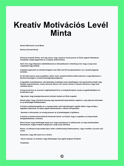 Kreatív motivációs levél kisgyermeknevelőnek