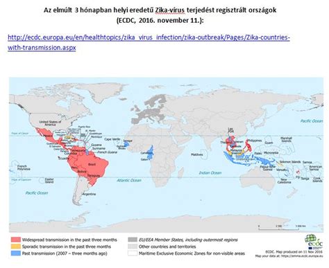 Térkép a Zika-vírus érintett országairól