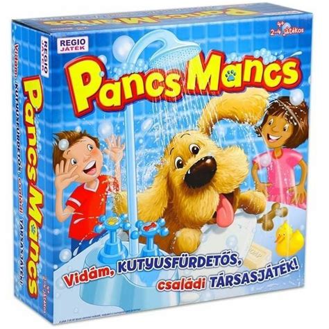 Pancs Mancs társasjáték doboza egy kutyával a kádban