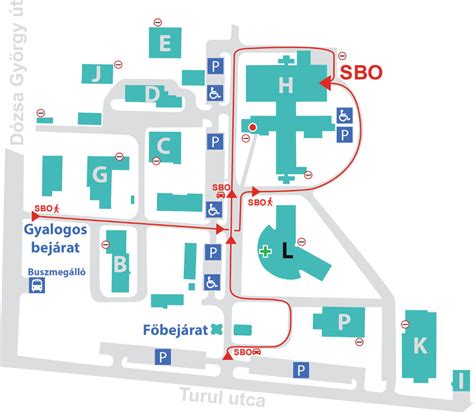 Szent Borbála Kórház alaprajza az L épület jelölésével