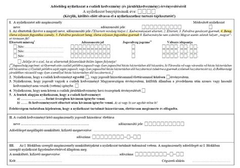 Az adóelőleg-nyilatkozat kitöltési útmutatója