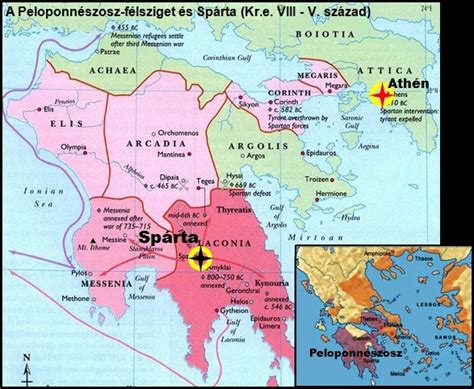 Spárta elhelyezkedése az ókori Görögországban
