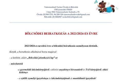Bölcsődei jelentkezési időszakok és határidők